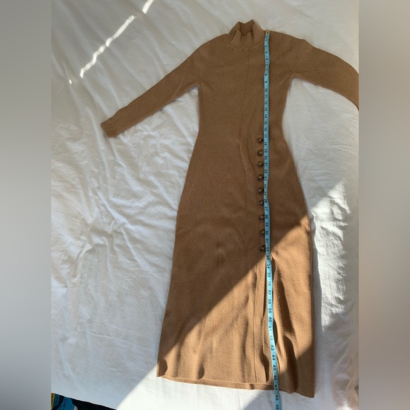 NWOT Sezane Harper Dress in Light Camel Midi Long Sleeves Wool Cotton Button - Picture 6 of 11
